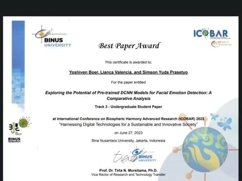 Best Paper Award at ICOBAR 2023