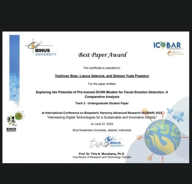 Best Paper Award at ICOBAR 2023